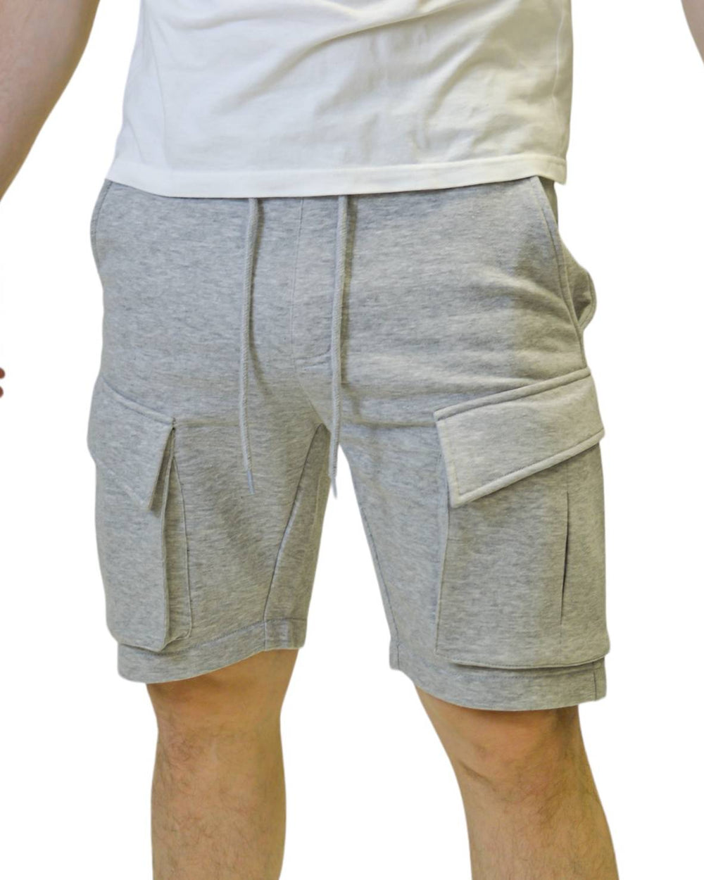 Gray fleece cargo shorts by Royal Blue® Apparel, combining comfort with functional cargo pockets