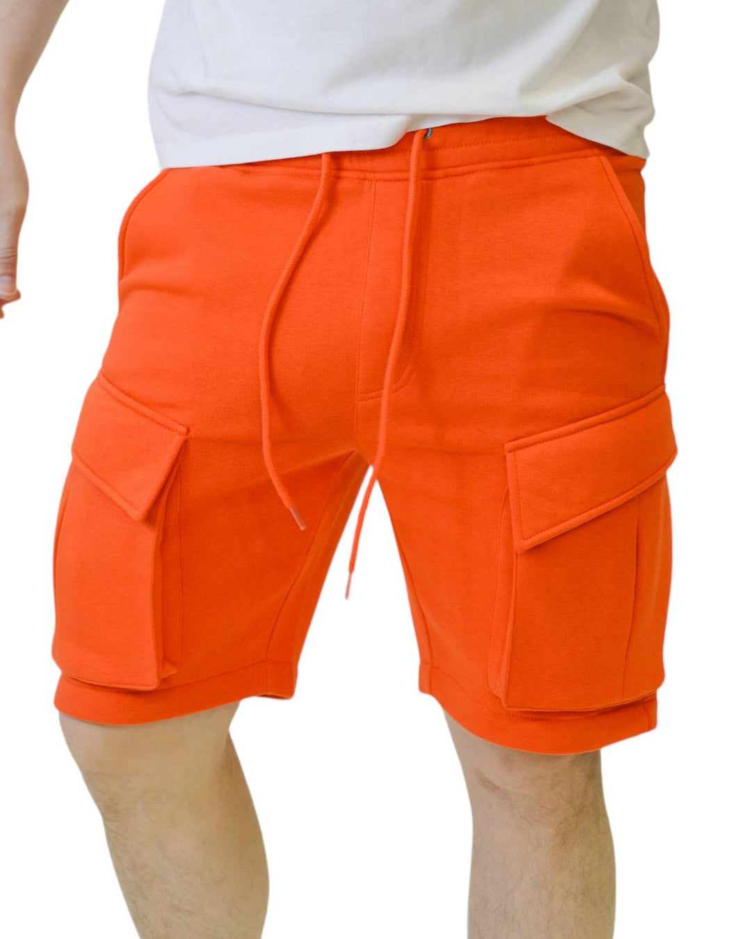 Orange fleece cargo shorts by Royal Blue® Apparel, bringing vibrant color and comfort together