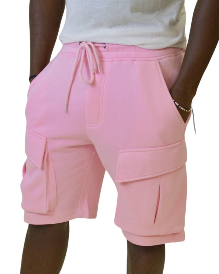 Pink fleece cargo shorts by Royal Blue® Apparel, combining a soft hue with cozy fleece fabric