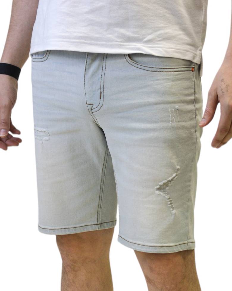 Light bleach slim fit denim shorts by Royal Blue® Apparel, providing a trendy and casual appearance