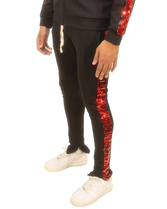 Tricot Pants w/ Revisable Two-Tone Sequins - Royal Blue® Apparel Red / S