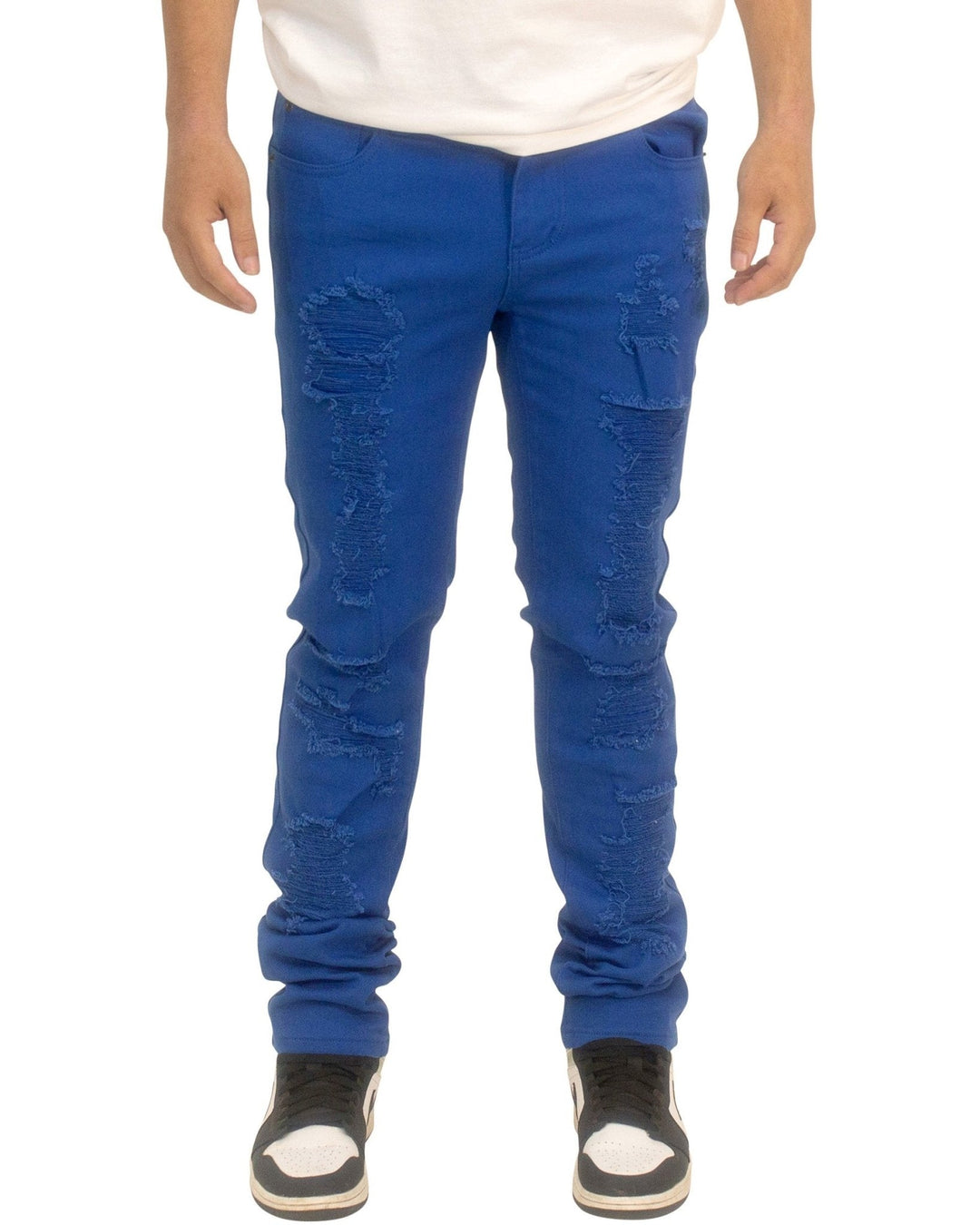 Twill Rip & Repair Skinny Pants - Royal Blue® Apparel