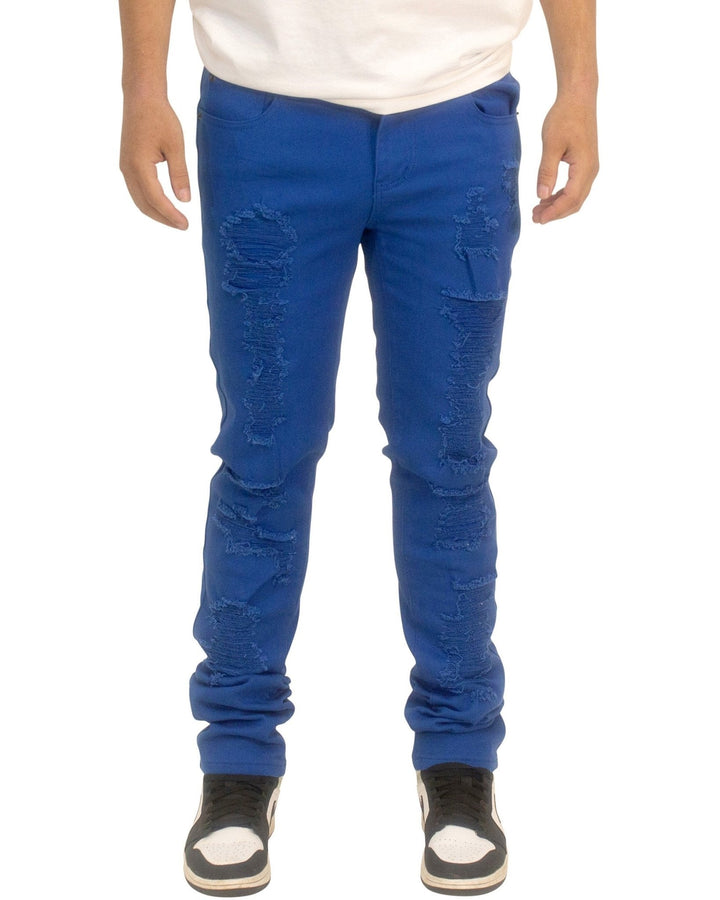 Twill Rip & Repair Skinny Pants - Royal Blue® Apparel