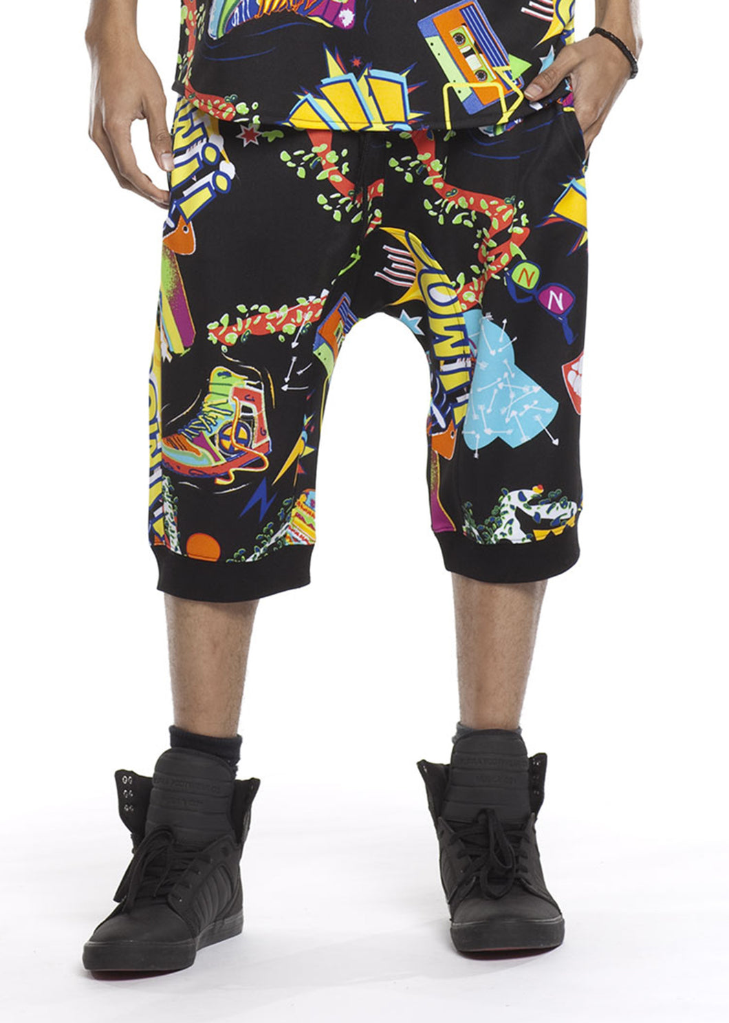 Comic Collage Jogger Shorts