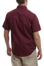 Load image into Gallery viewer, Short Sleeve Button Shirt - Burgundy Back
