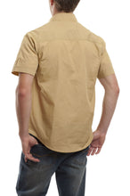 Load image into Gallery viewer, Short Sleeve Button Shirt - Khaki Back
