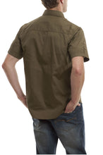 Load image into Gallery viewer, Short Sleeve Button Shirt - Olive Back
