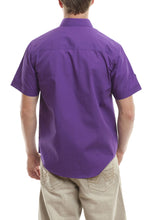 Load image into Gallery viewer, Short Sleeve Button Shirt - Purple Back
