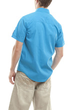 Load image into Gallery viewer, Short Sleeve Button Shirt - Turquoise Back
