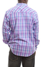 Load image into Gallery viewer, Big and Tall Long Sleeve Button Shirt - Viola Back
