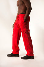 Load image into Gallery viewer, Big and Tall Cargo Pants - Red Side
