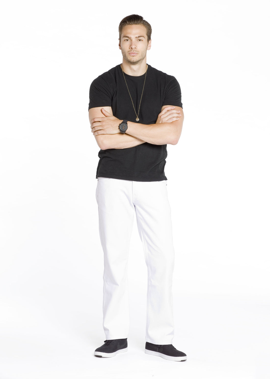 8008S White, Straight Fit Basic Twill Pants