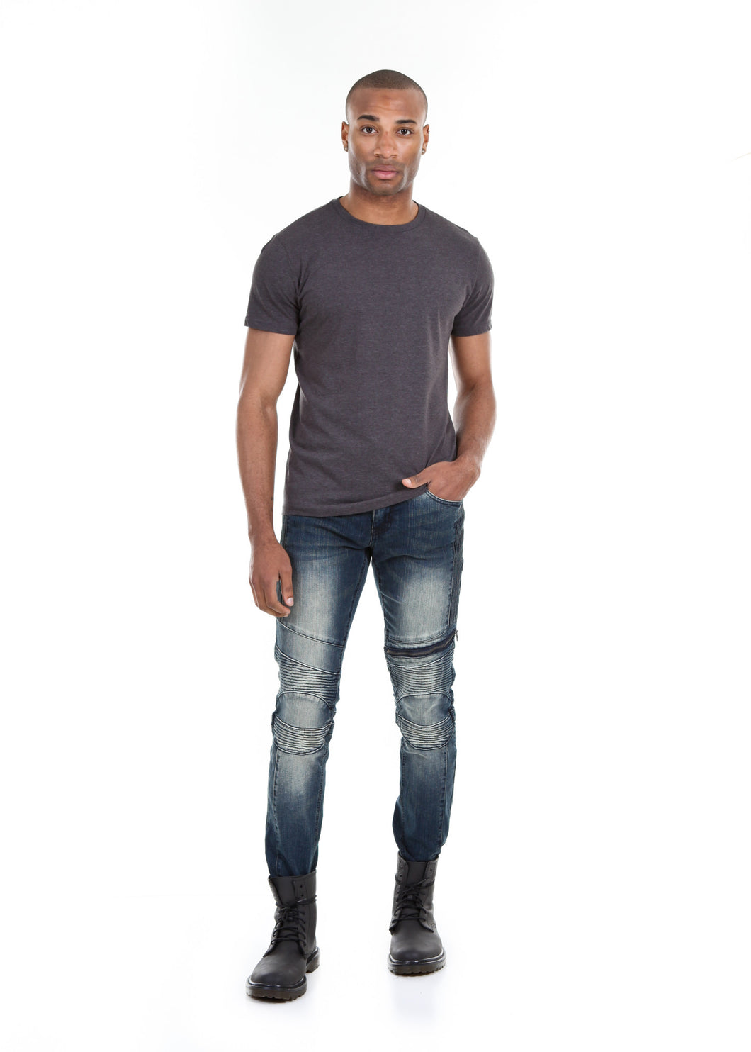 89076SK Steel Blast, Men's Skinny Fit Moto Denim Jeans