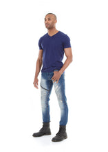 Load image into Gallery viewer, 89077SK Medium Indigo, Men&#39;s Skinny Fit Moto Denim Jeans
