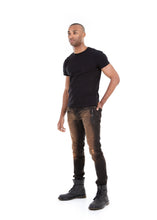Load image into Gallery viewer, 89078SK Brown, Men&#39;s Slim Fit Moto Denim Jeans
