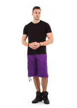 Load image into Gallery viewer, 9312 Purple, Men&#39;s Non-Wash Belted Cargo Shorts
