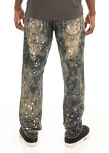 Load image into Gallery viewer, D7PT1074 Smokey Wash, Men&#39;s Galaxy Print Distressed Denim
