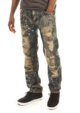 Load image into Gallery viewer, Smokey Wash Distressed Jeans
