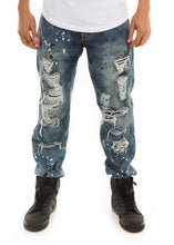 Load image into Gallery viewer, D7PT1080 Wreckage Wash, Men&#39;s Slim Fit Ripped and Patched Distressed Jeans
