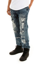 Load image into Gallery viewer, D7PT1080 Wreckage Wash, Men&#39;s Slim Fit Ripped and Patched Distressed Jeans
