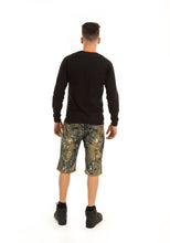 Load image into Gallery viewer, Ripped and Patched Rust Denim Shorts
