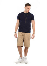 Load image into Gallery viewer, 9312 Khaki, Men&#39;s Non-Wash Belted Cargo Shorts
